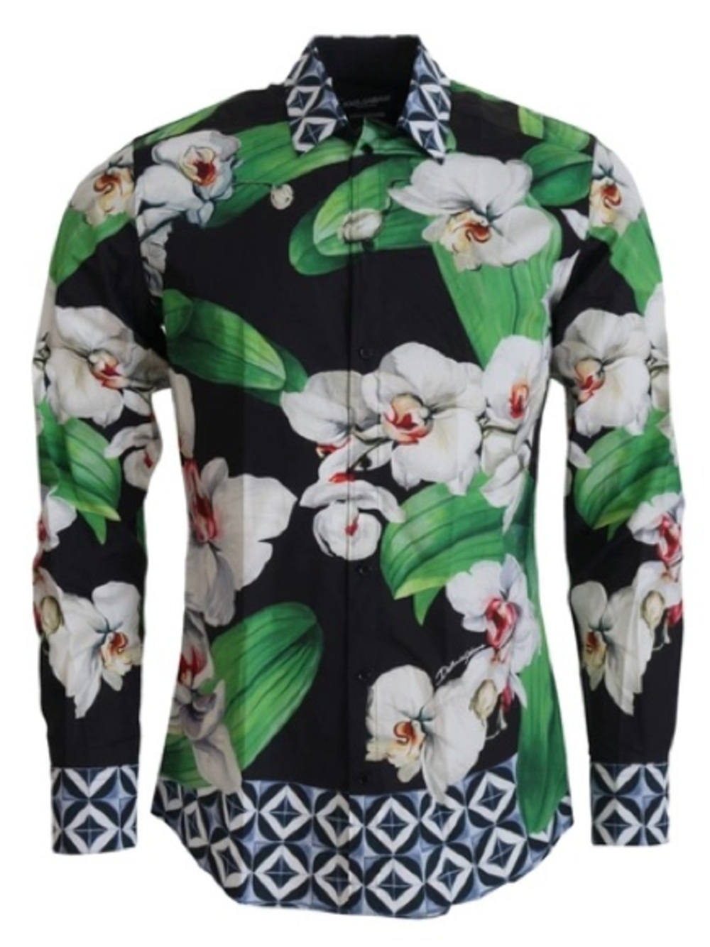 NEW Dolce & Gabbana men’s floral orchid print button down shirt